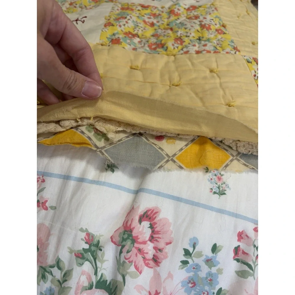 Vintage Patchwork Quilt Embroidered Patterns Nursery Rhymes Hand Sewn READ 67x72